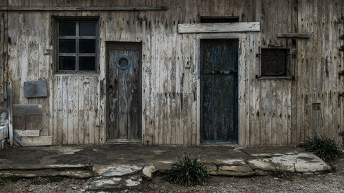 Closed door of old building