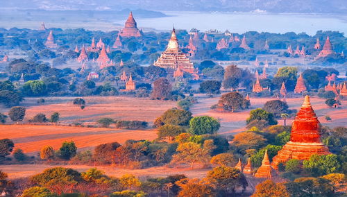 Panoramic view of temple against building, unseen of myanmar