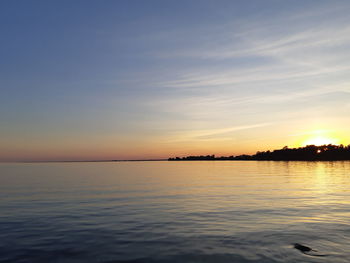 Scenic view of sea against sky at sunset