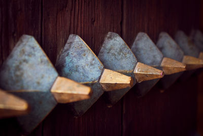 High angle view of wood on table