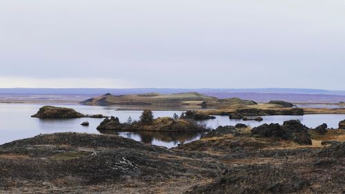 Scenic view of lake against sky