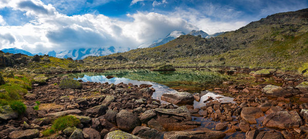 Scenic view of mountains against sky