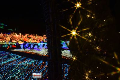 Illuminated christmas lights at night