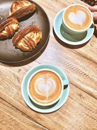 High angle view of coffee on table