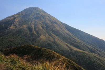 Scenic view of mountains against clear sky