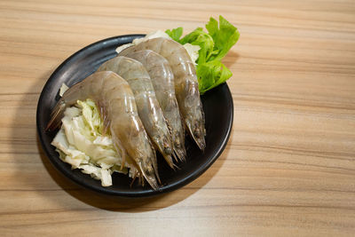 High angle view of vegetables in bowl on table