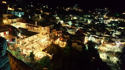 Illuminated cityscape at night