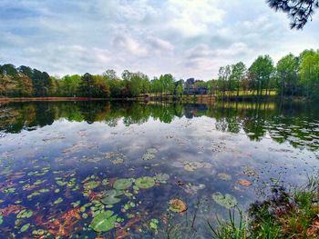 Scenic view of lake against sky