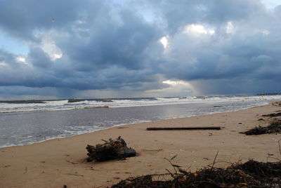 Scenic view of beach against sky