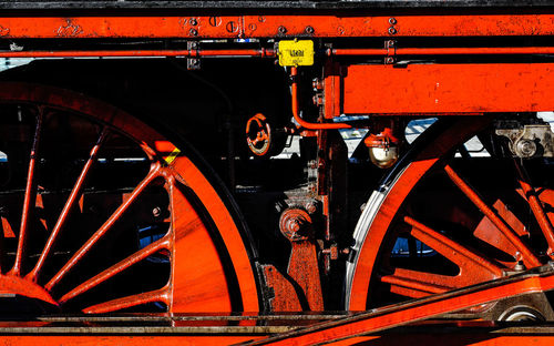 Close-up of train on railroad track