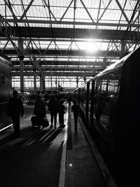 People at railroad station