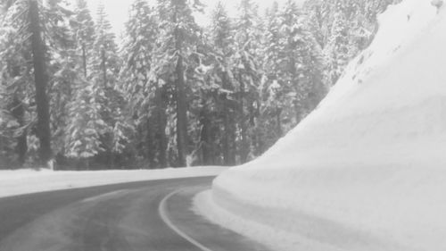 Close-up of snow covered road