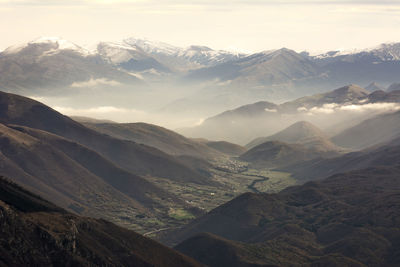 Scenic view of mountains against sky