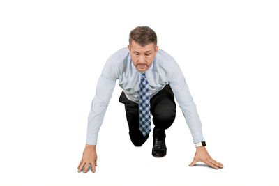 Portrait of man against white background