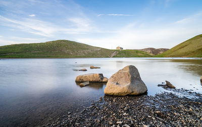 Scenic view of lake against sky