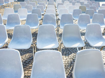 Empty chairs in row