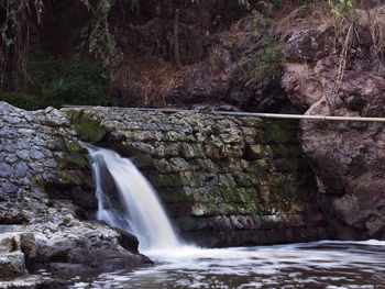 Scenic view of waterfall in forest