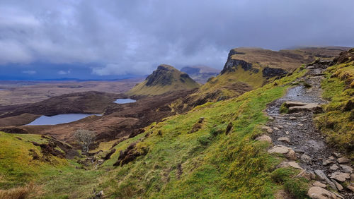 Amazing view on the mountains, cliffs, lakes and sea. 