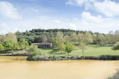 Scenic view of lake against sky