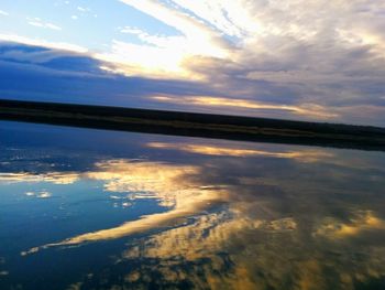 Reflection of clouds in sky during sunset