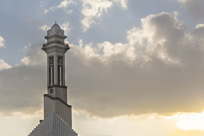 International permanent fairground, ebrahim prophet masque minaret in front of cloudy sky