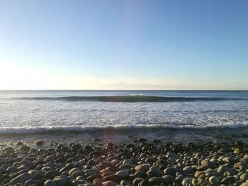 Scenic view of sea against clear sky