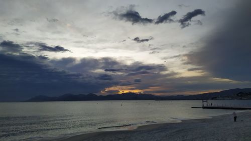 Scenic view of sea against sky at sunset