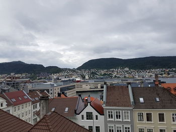 Cityscape against cloudy sky