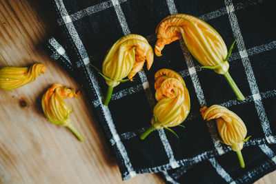 High angle view of fruits on table