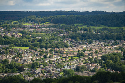 High angle view of townscape against sky