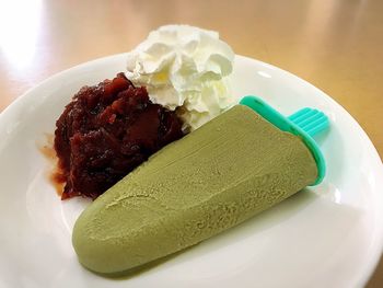 Close-up of ice cream in plate