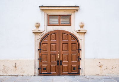 Closed door of building