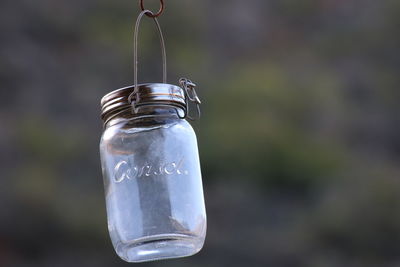 Close-up of glass of jar
