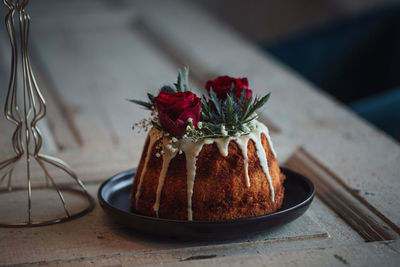 Close-up of cake on table