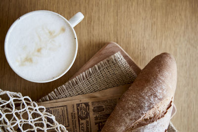 High angle view of coffee on table