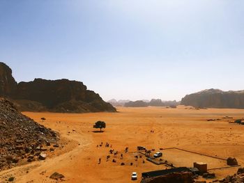 Scenic view of desert against clear sky