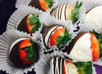 Close-up of strawberries in cupcake holder