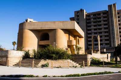 Low angle view of building against clear sky