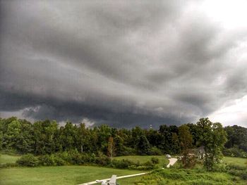 Scenic view of landscape against cloudy sky