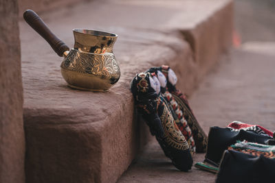 Close-up of shoes on table