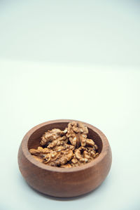 Close-up of food in bowl against white background