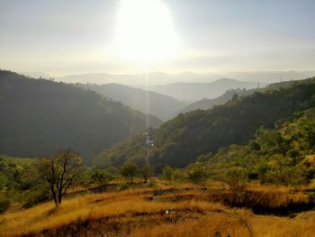 Scenic view of mountains against sky