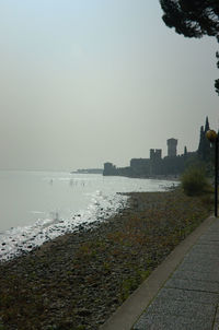 Scenic view of sea against clear sky