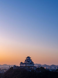 Traditional building against sky during sunset