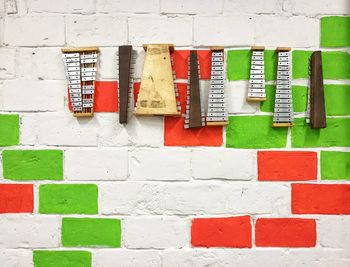 Multi colored brick wall