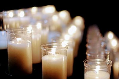 Close-up of illuminated candles