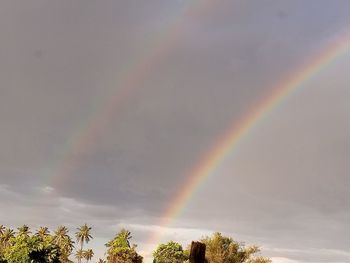 Low angle view of rainbow against sky