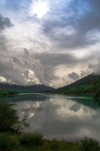 Scenic view of lake against sky