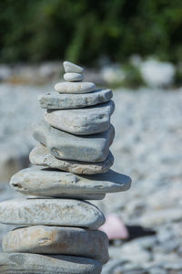 Close-up of stack of stones