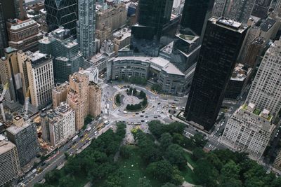 High angle view of buildings in city